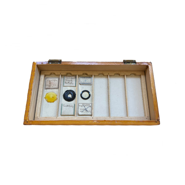 Antique box of microscope slides