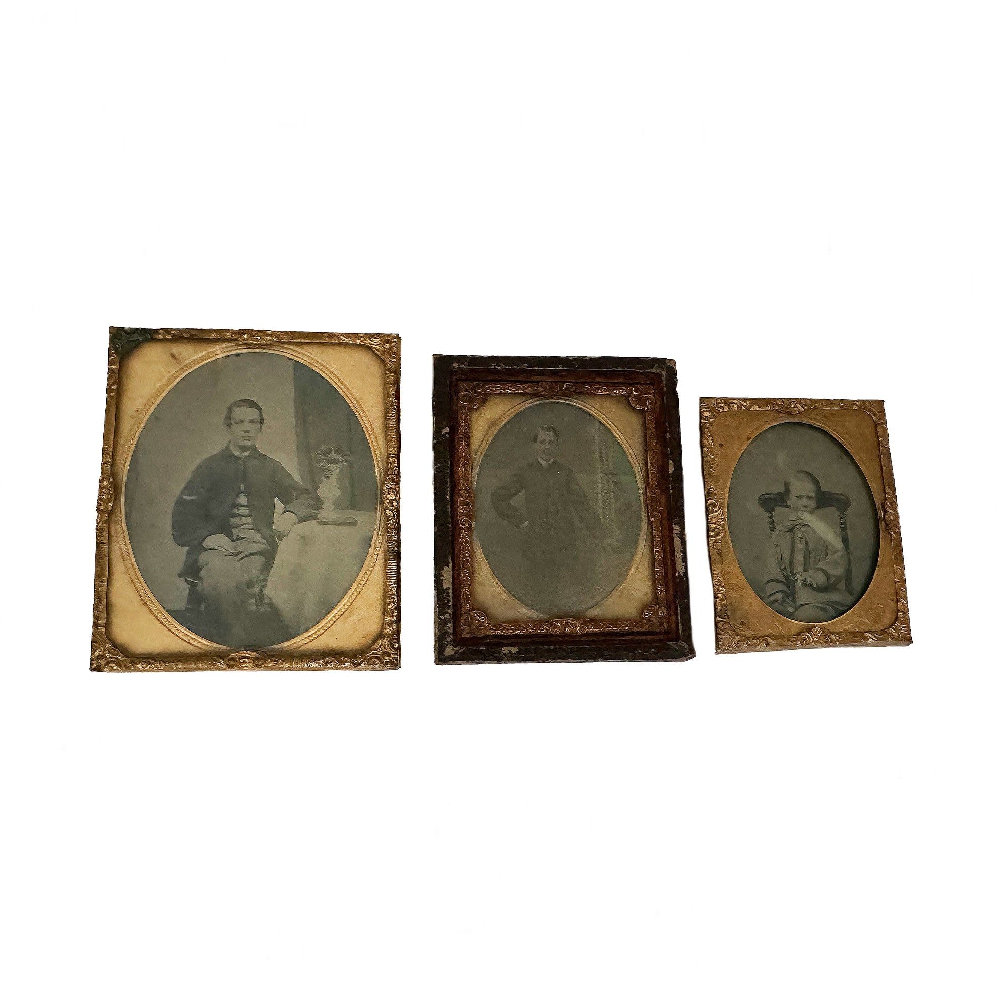 A set of 3 antique portrait miniatures gilt frames