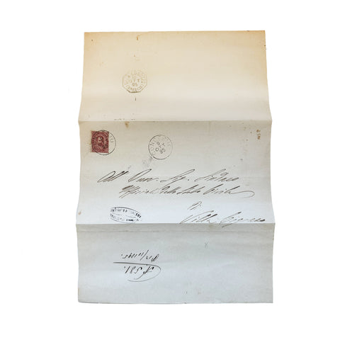 An original antique folded letter in Italian with red stamp