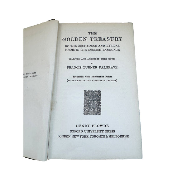 The Golden Treasury of the Best Songs & Lyrical Poems, Francis Turner Palgrave, 1911