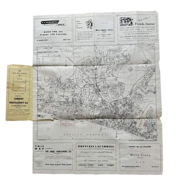 a fold out printed map of Brighton and hove in east sussex