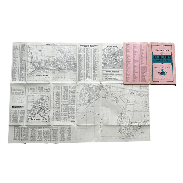 A vintage street plan of Brighton and hove with index to streets by Barnett