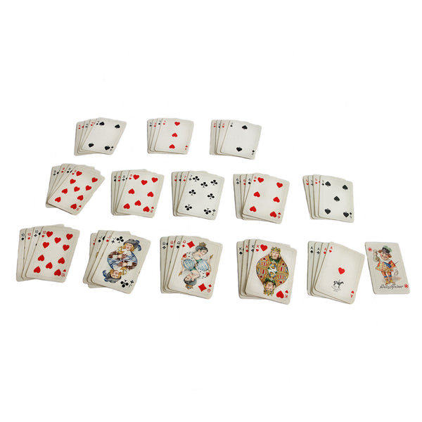 A vintage set of playing cards miniature in size with original box