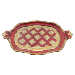 A vintage Italian red and gold small tray