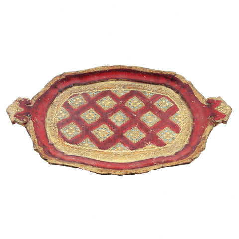 A vintage Italian red and gold small tray