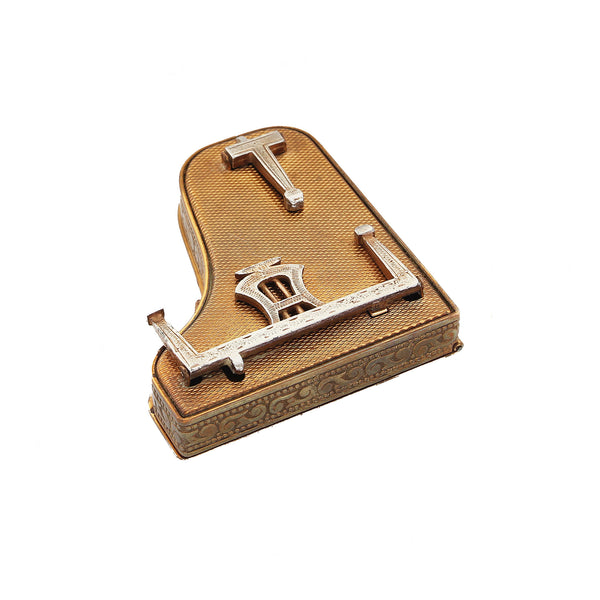 An art deco grand piano miniature compact with mirror folds up