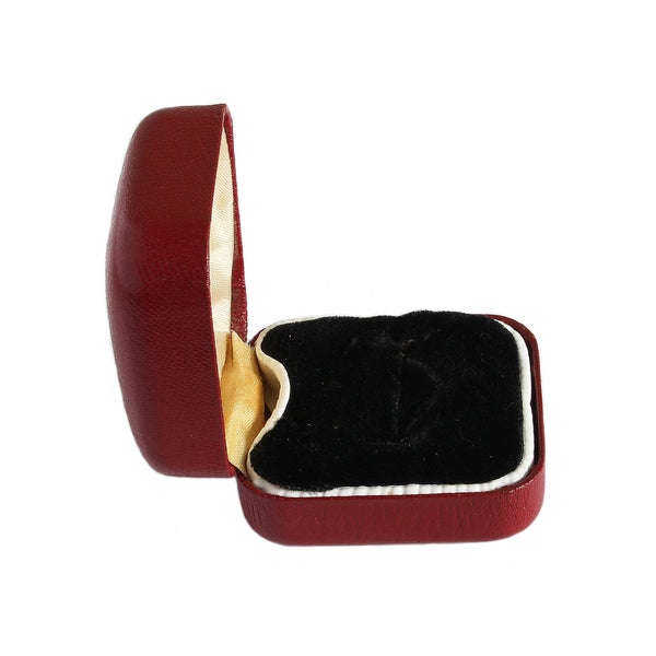 A superb red colour leather look jewellery display box for rings vintage and unbranded inside