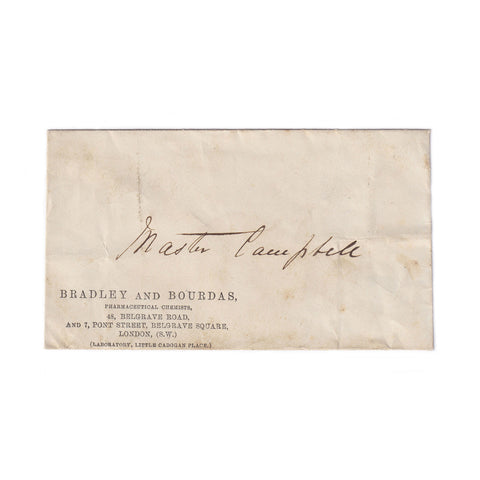 A small antique prescription envelope from Bradley and Bourdas of London