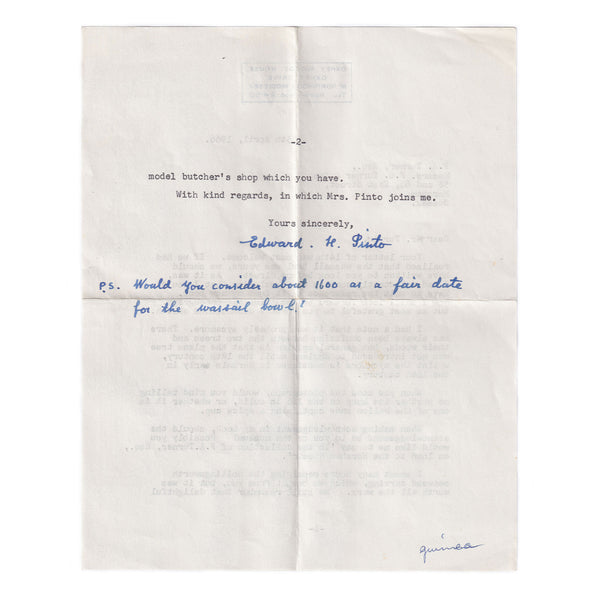 A lovely typed up letter from Mr Edward Pinto dated 1966