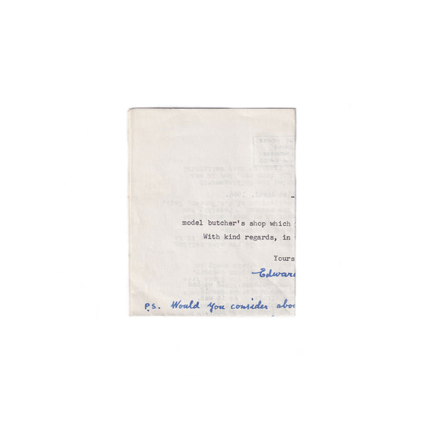 A vintage letter typed up by Edward Pinto addressed to Mr Turner of Horsham Sussex