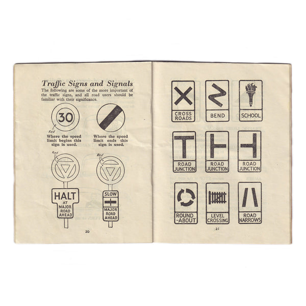 A highway code booklet dating to 1940s with pictures and text small size