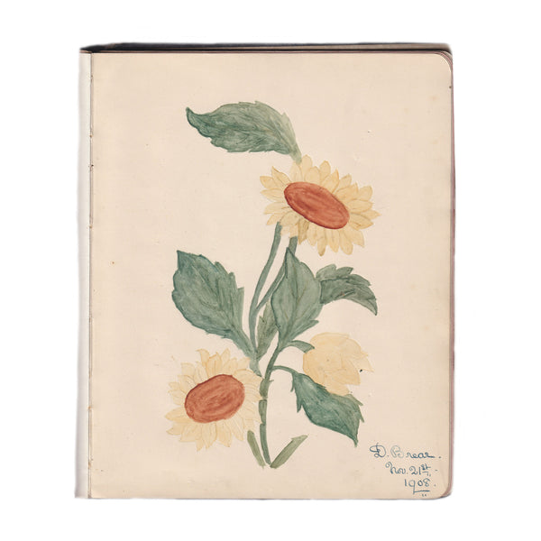 A beautiful painting of flowers dated 1908 yellow and orange