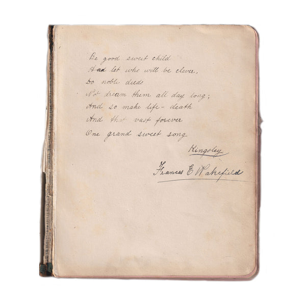 A poem from Wakefield to their child from a sketchbook dated 1907