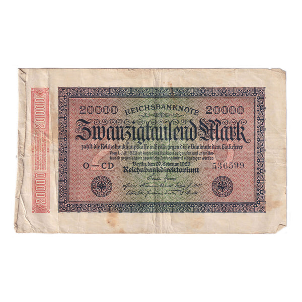 An original German Reichsbanknote 20000 dated 1923