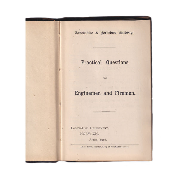 Heading of the Questions for Enginemen and Fireman book dated 1910