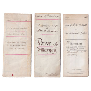 A set of 3 old documents in relation to properties in Worthing dated 1883 1889 and 1912