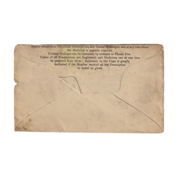 An old prescription together with original envelope with cotton wool and plasters listed