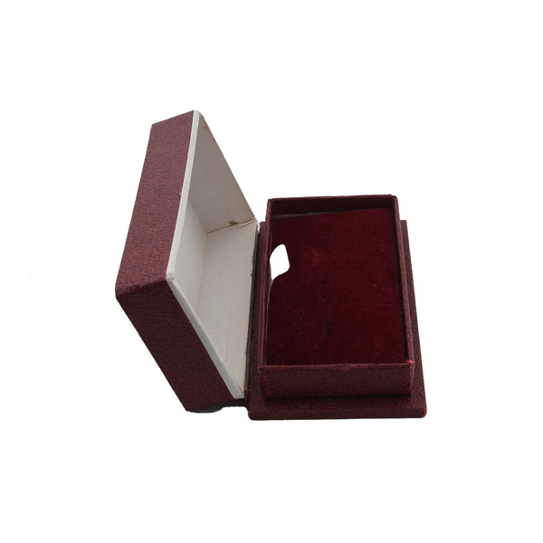 A preowned vintage red white rectangular display jewellery box for rings or a pendant or brooch