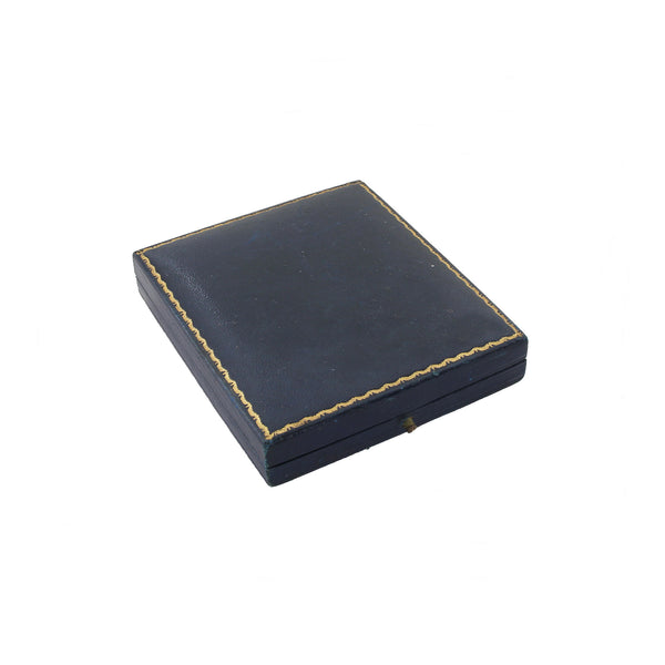 A secondhand navy and gold trim medal display presentation box by Spink and Son