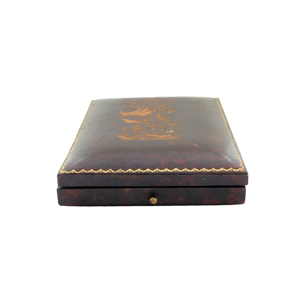 A brown rectangular antique JW Benson pocket watch box large