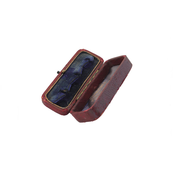 A preowned S Smith and Son cufflink rectangular box in dark red burgundy