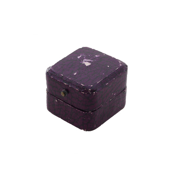 A Guildford jewellers ring box antique purple square leather silk interior