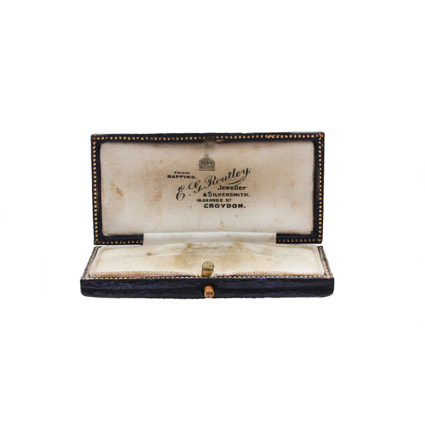 An antique brooch box with blue exterior E G Routley of Croydon