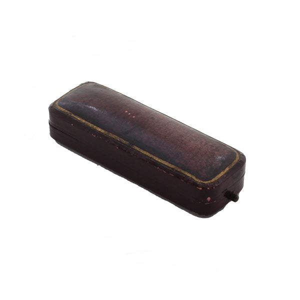 A burgundy rectangular stick pin box antique era