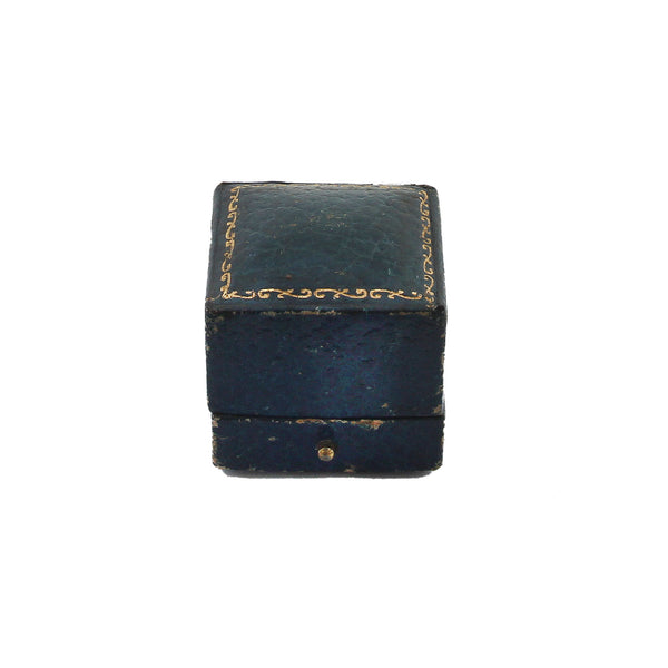 A vintage mappin and webb ring box with hinge and gilt finish with blue leather