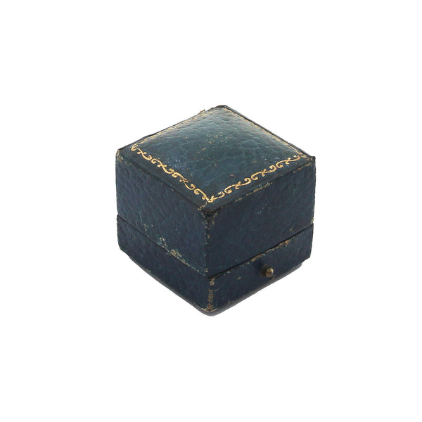 A beautiful blue square ring display box with gilt border mappin and webb