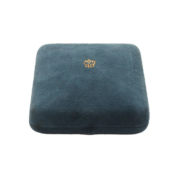 A beautiful blue velvet Boodle display box with gold crown motif 