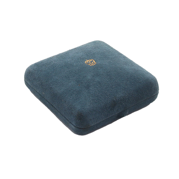 A vintage blue velvet box square by Boodle Dunthorpe jewellery