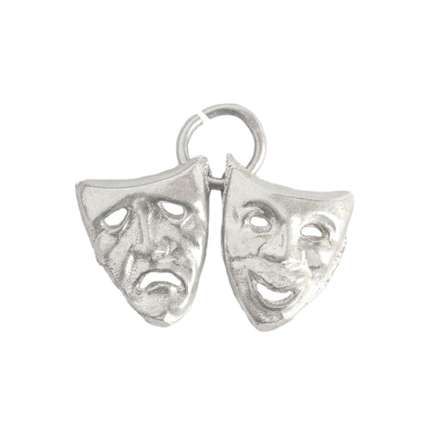 A sterling silver vintage secondhand comedy and tragedy theatre masks charm