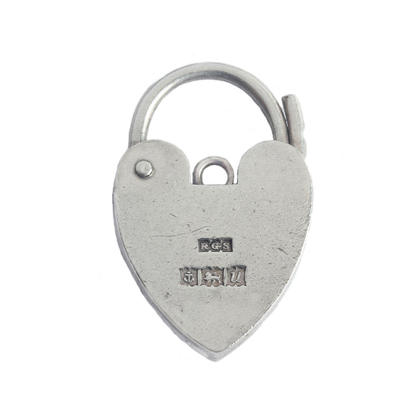 A secondhand silver padlock clasp with hallmark and hinge