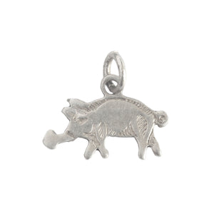 A sterling silver vintage wild boar flat charm