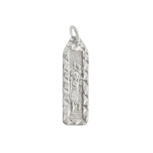 A sterling silver vintage bookmark shaped St Christopher pendant 