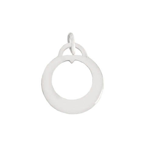 A plain circular small flat pendant made in sterling silver