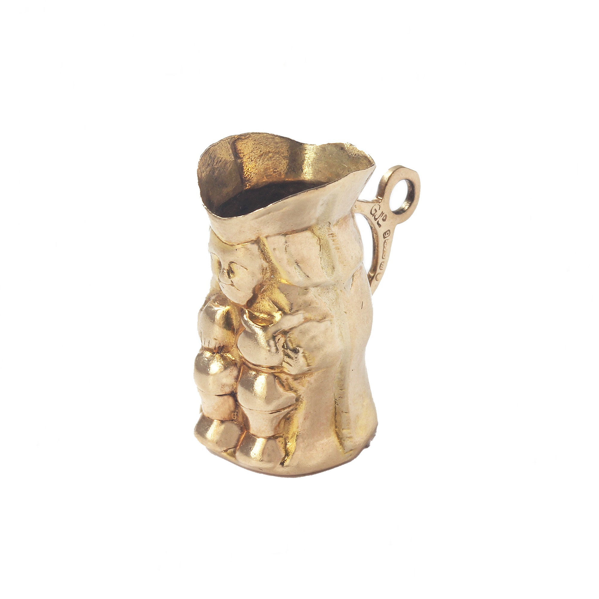 A vintage large toby jug charm in yellow gold dated 1967