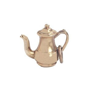 A yellow gold vintage coffee pot with plain design and hallmark