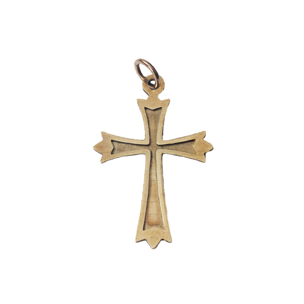 A yellow gold secondhand large cross pendant with raised central section