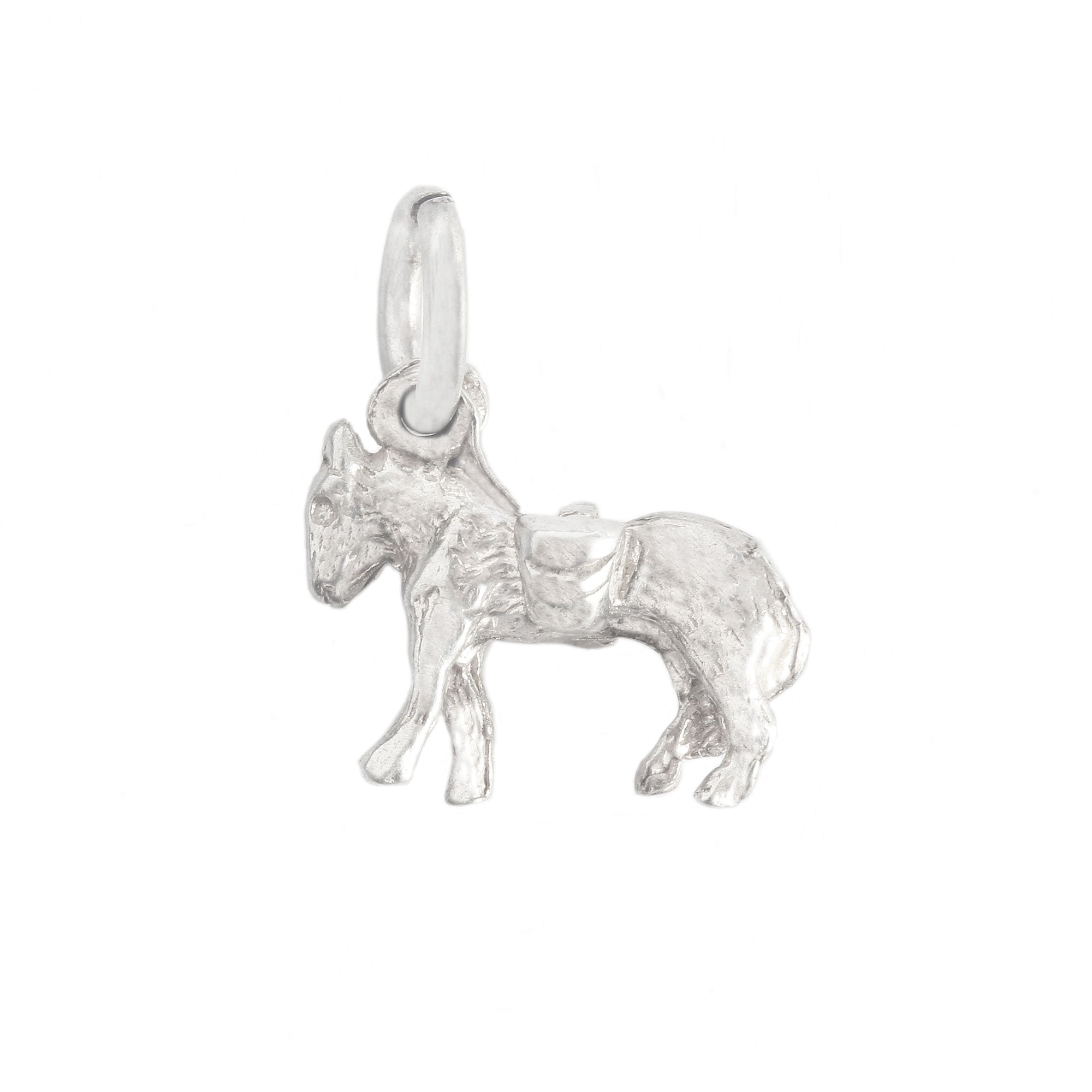 A vintage sterling silver saddled donkey charm