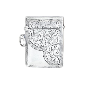 A vesta case silver scroll pattern empty cartouche